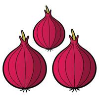Three red onions on a white background vector