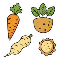 Carrot, potato, and parsnip icons set vector