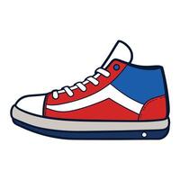 A red, white and blue sneaker vector