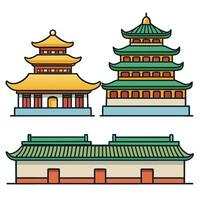 Chinese architecture set illustration vector