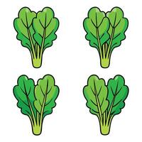 A set of four green leaves on a white background vector