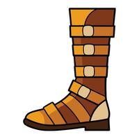 A cartoon boot with straps and buckles vector