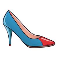 Blue high heel shoe with red and blue color block vector