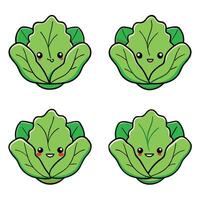 A set of four cartoon cabbage faces vector