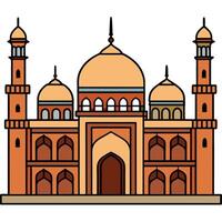 A mosque with two domes and a tower vector