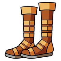 A pair of brown boots with straps vector