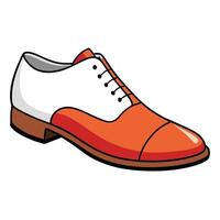 An orange and white shoe with a white sole vector