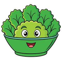 Cartoon cabbage head in a bowl illustration vector