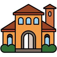 A house with a tower and a clock on the front vector