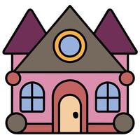A pink house with a window and a door vector