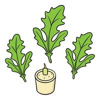 A candle and some leaves in a pot vector