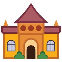 A cartoon building with a red roof and windows vector
