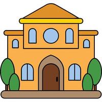 A cartoon house with a door and windows vector