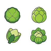 Artichokes icon set isolated on white background vector
