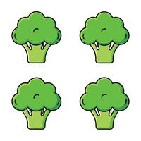 A set of four broccoli icons on a white background vector