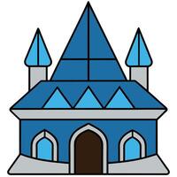 A castle with blue roof and windows vector