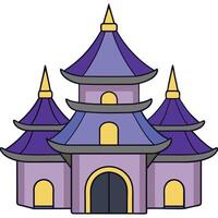 A purple building with two towers vector