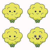 Cartoon cabbage character set illustration vector