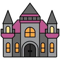 A castle with a purple roof and windows vector