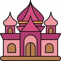 A pink castle with a tower and a tower vector