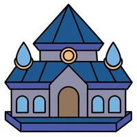 A blue building with a roof and windows vector