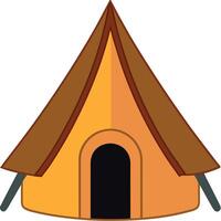 A tent with a door open on a white background vector