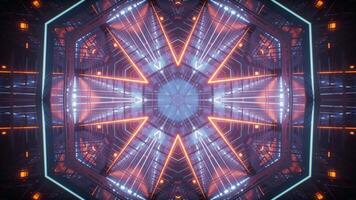 Abstract glowing neon kaleidoscope pattern, 3d rendering. video