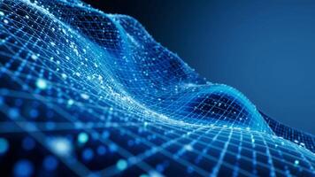 Blue wave grid background, 3d rendering. video