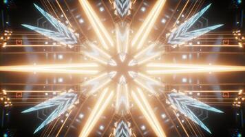 Abstract glowing neon kaleidoscope pattern, 3d rendering. video