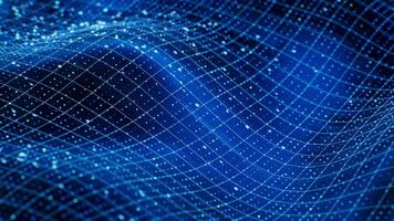 Blue wave grid background, 3d rendering. video