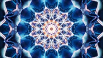 Abstract glowing neon kaleidoscope pattern, 3d rendering. video