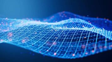 Blue wave grid background, 3d rendering. video