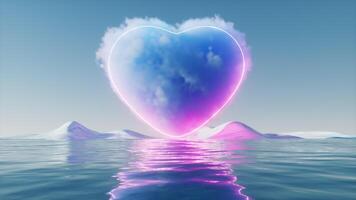 Heart shape cloud with glowing neon lines, 3d rendering. video