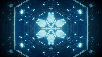 Abstract glowing neon kaleidoscope pattern, 3d rendering. video