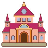 A pink castle with a tower and a door vector