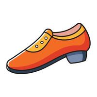 An orange shoe with a yellow sole vector