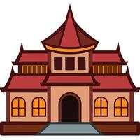 An asian style building with a red roof vector