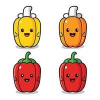 A set of four peppers with different faces vector