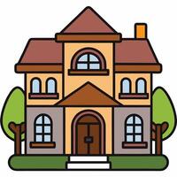 House with front door and windows on a white background vector