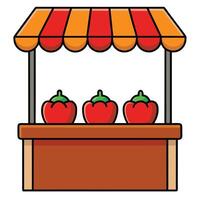 A market stand with red peppers on it vector