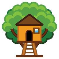 Tree house with ladder and ladder illustration vector