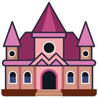 A pink castle with two turrets on top vector