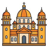 A church icon with a tower and two domes vector