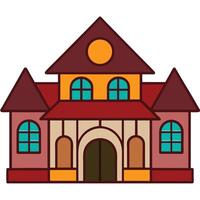 A cartoon house with a door and windows vector