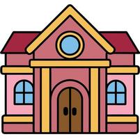 A pink house with a door and windows vector