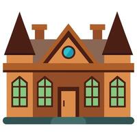 A brown house with two turrets on top vector