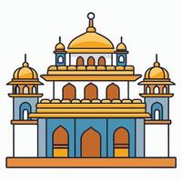 A mosque icon in a flat line style vector