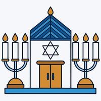 Jewish temple with candles and a star of david vector