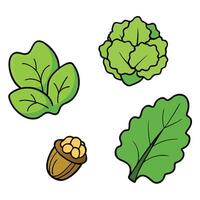 Vegetables and nuts icon set illustration vector