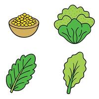 Vegetables and beans icons set illustration vector